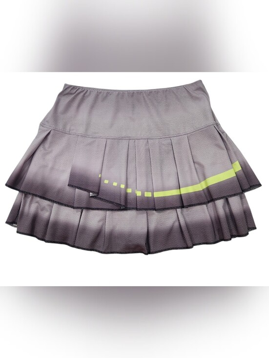 Lucky in Love Pants - Lucky in Love Women’s M Gray Pleated Tennis Skirt Skort Neon Yellow Accent